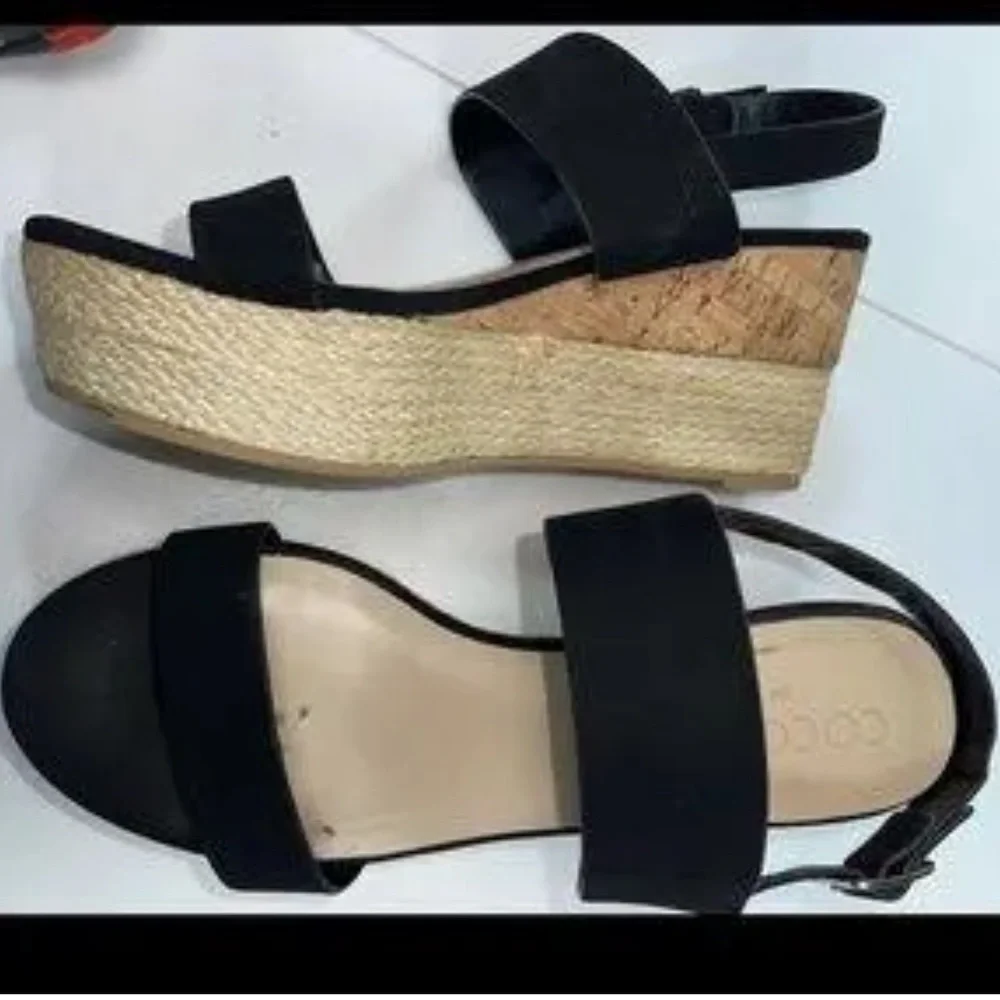 Coconut by Matisse Espadrille Wedge Black Strappy Sandal​​​